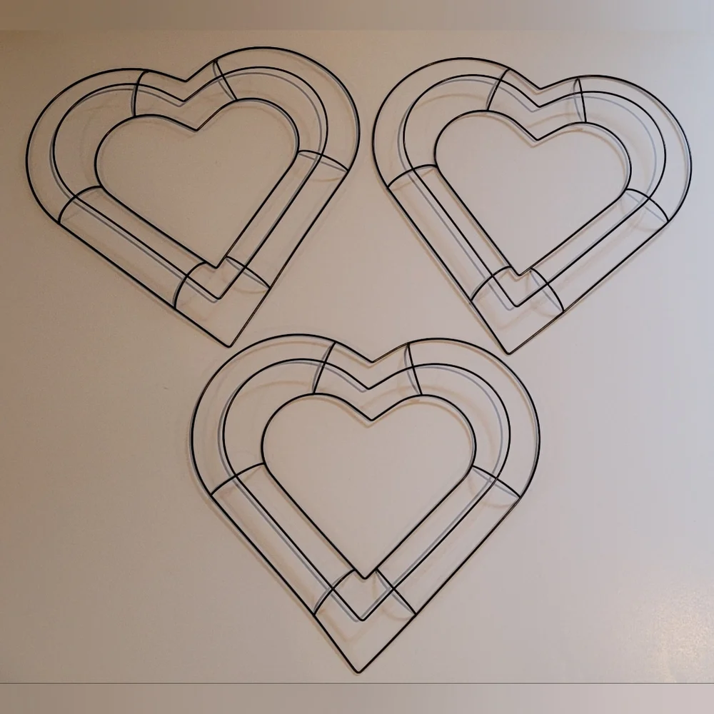 3 Heart Wreath Frames Metal For Wreath Making Crafts